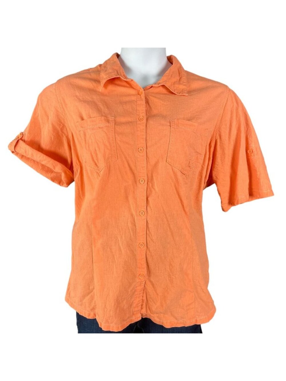 Linen Blend Top Womens 2X Work Office Capsule Everyday Minimal Beachy Light Norm